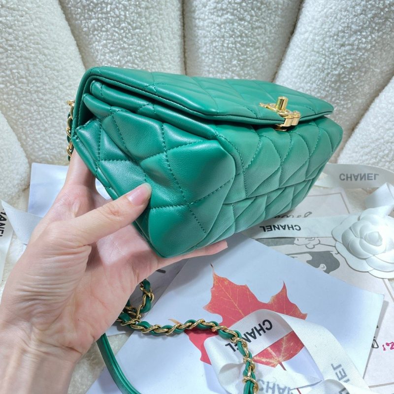 CHL Flap Bag Gold Hardware Green For Women, Women’s Handbags, Shoulder Bags 7.9in/20cm AS3366 - Image 9