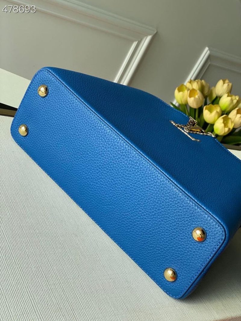LV Woven Capucines Python Handle Bag 27cm Taurillon Leather Spring/Summer 2021 Collection N98388, Blue - Image 4