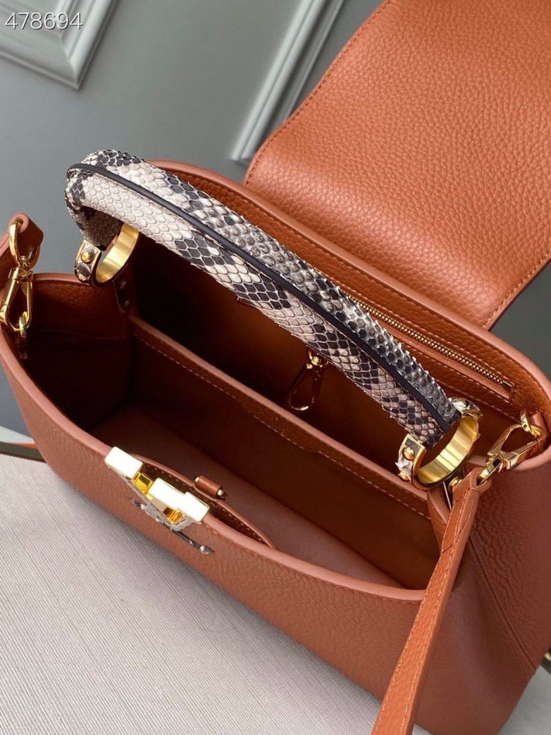 LV Woven Capucines Python Handle Bag 31cm Taurillon Leather Spring/Summer 2021 Collection N98388, Cognac - Image 3