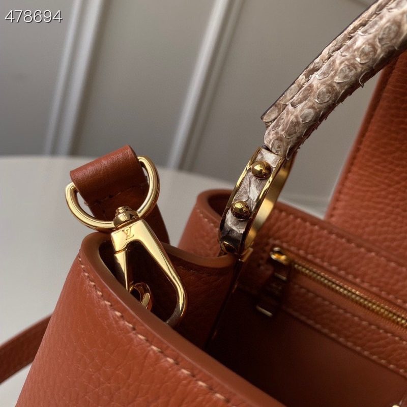 LV Woven Capucines Python Handle Bag 31cm Taurillon Leather Spring/Summer 2021 Collection N98388, Cognac - Image 5