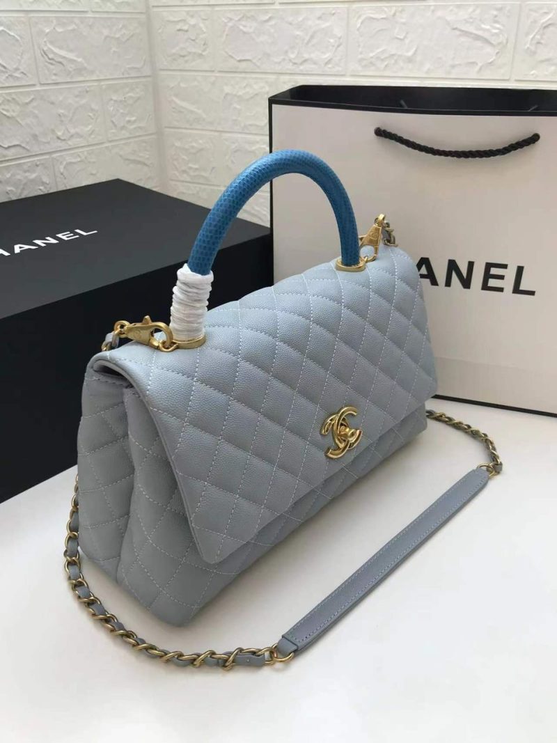 CHLLarge Flap Bag With Top Handle Light Grey For Women, Women’s Handbags, Shoulder And Crossbody Bags 11in/28cm A92991 - Image 3