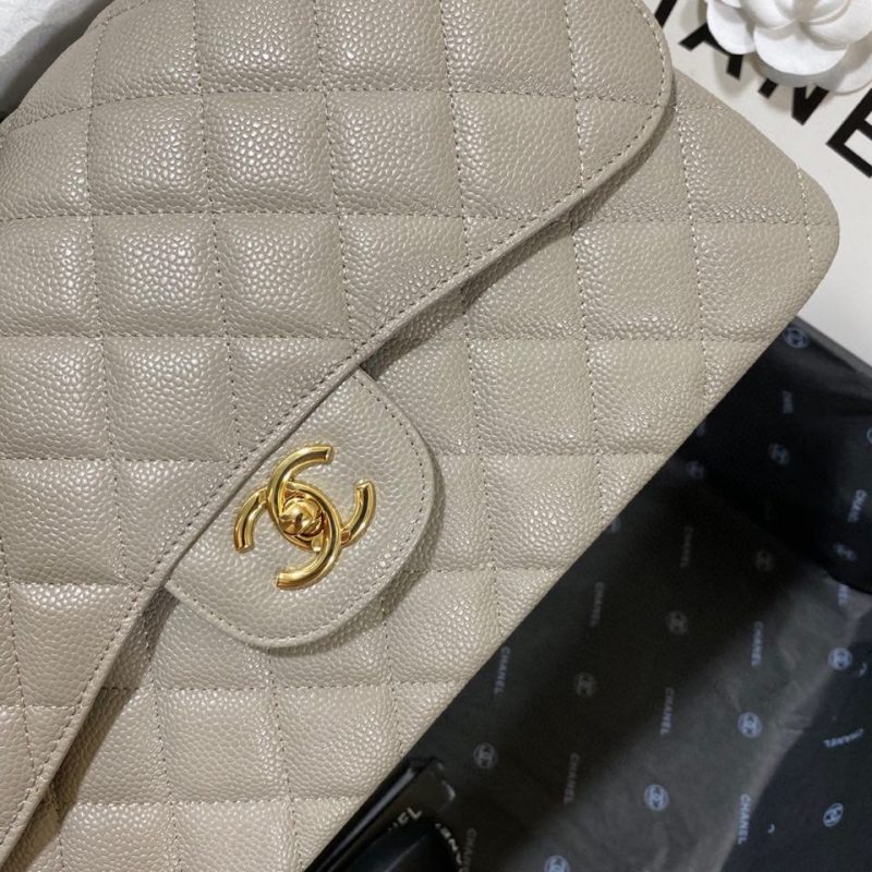 CHLLarge Classic Handbag Gold Hardware Grey For Women, Women’s Handbags, Shoulder Bags 11.8in/30cm - Image 4