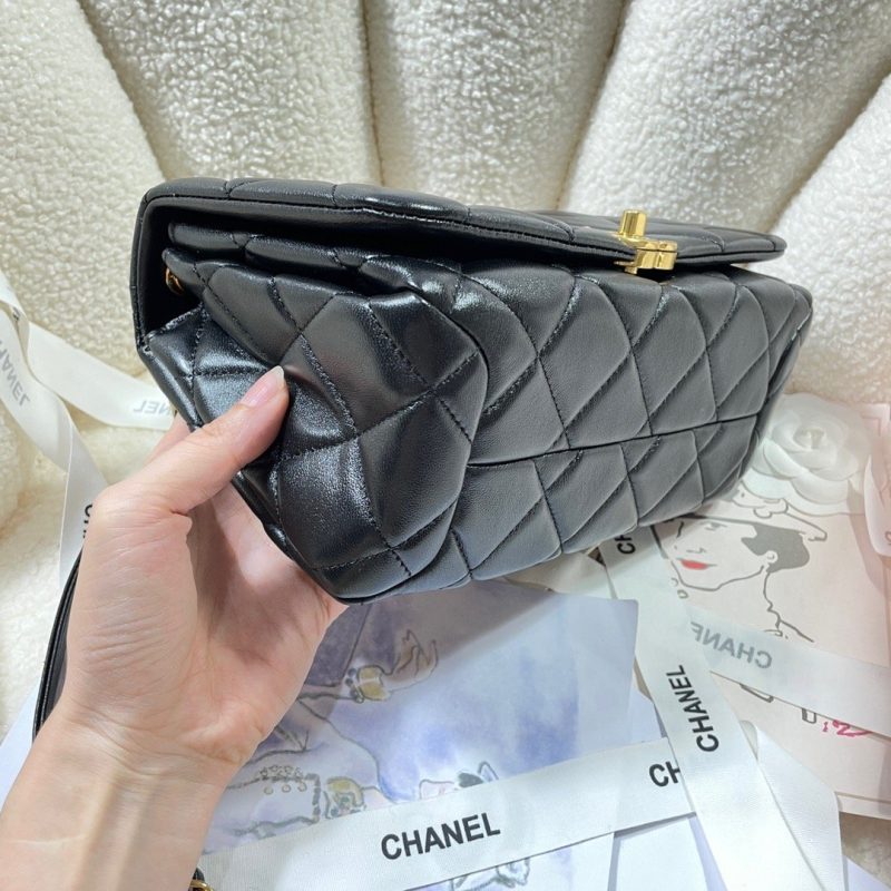 CHLLarge Flap Bag Gold Hardware Black For Women, Women’s Handbags, Shoulder Bags 9.1in/23cm AS3367 - Image 5
