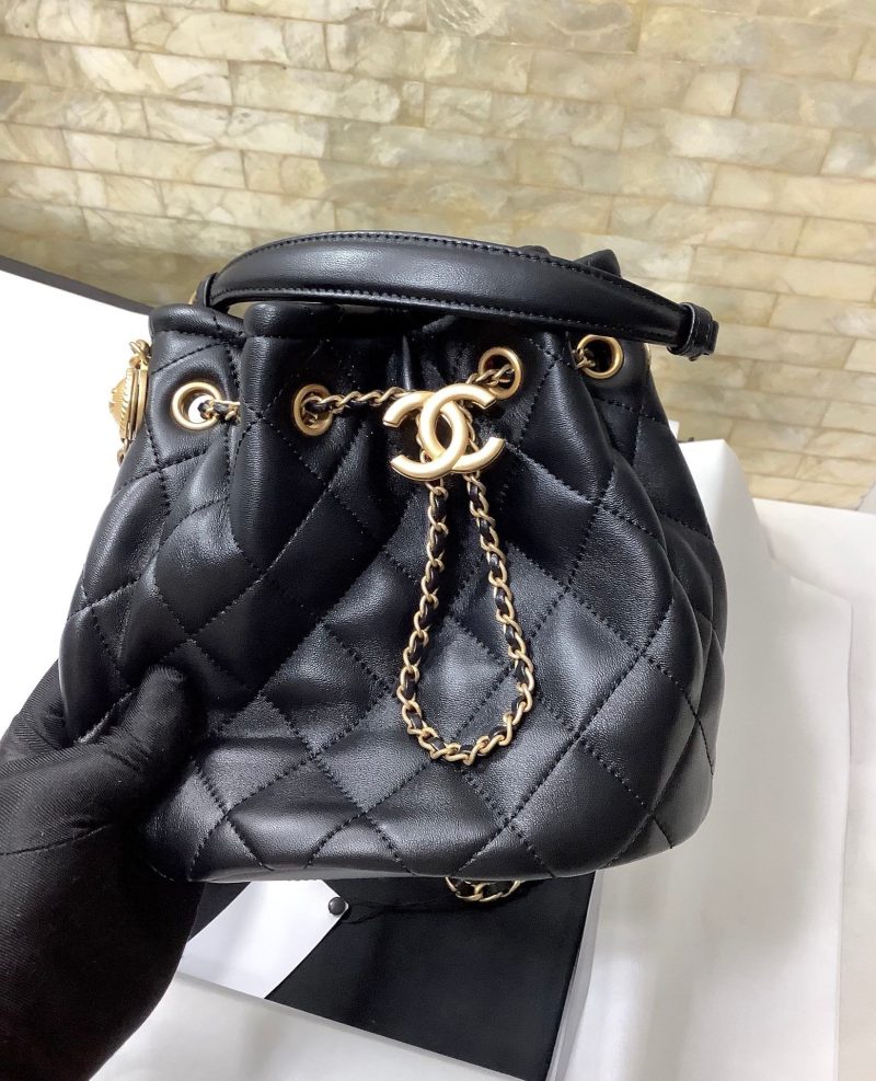 CHL Classic Bucket Bag Gold Toned Hardware Black For Women 7.8in/20cm - Image 6