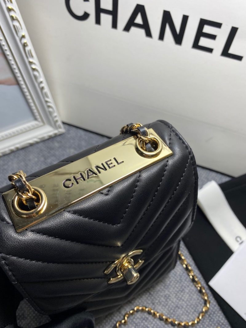 CHL Chevron Trendy CHL Phone Black Bag For Women 18cm/7in - Image 5