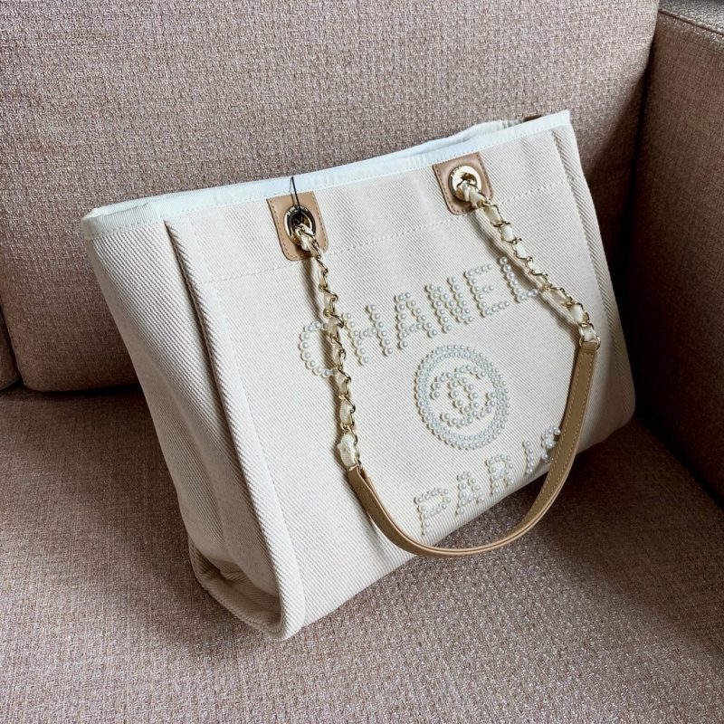 CHL Deauville Tote Tweed Bag Summer Collection White For Women 15.7in/40cm - Image 7