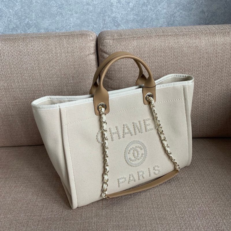 CHL Deauville Tote Tweed Bag Summer Collection White For Women 15.7in/40cm - Image 8