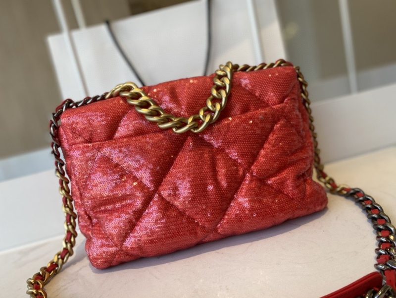CHL 19 Flap Bag Gold Hardware Red For Women, Women’s Handbags, Shoulder Bags 10.2in/26cm AS1160 - Image 3