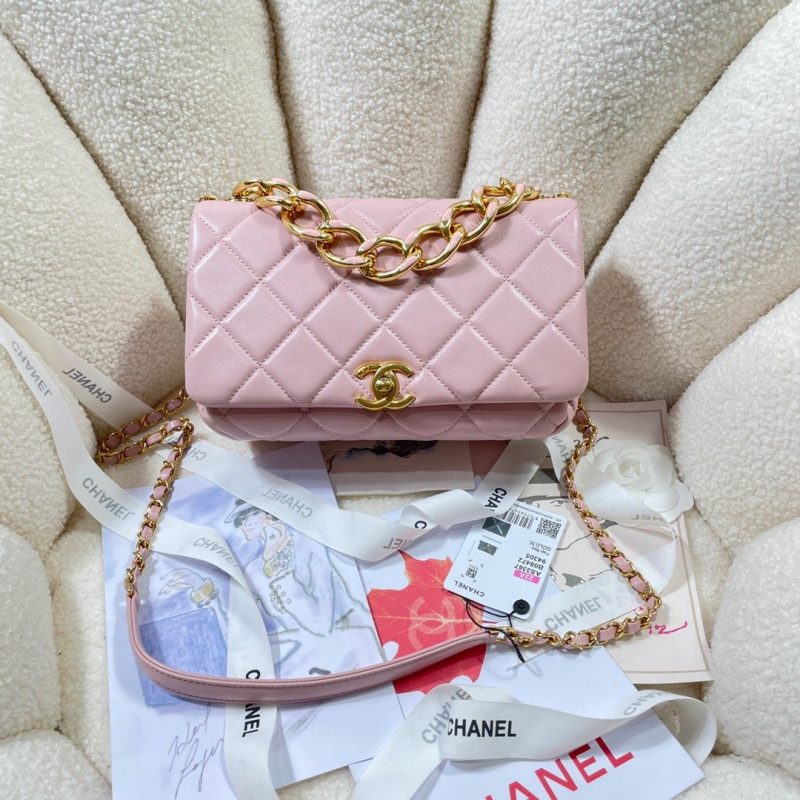 CHLLarge Flap Bag Gold Hardware PiNike For Women, Women’s Handbags, Shoulder Bags 9.1in/23cm AS3367