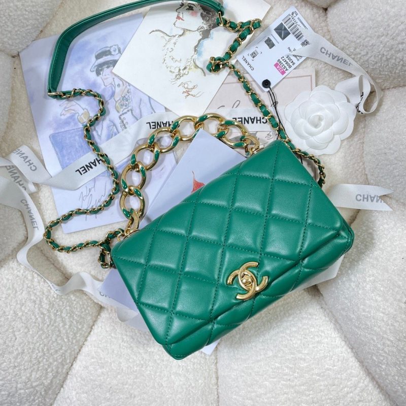 CHL Flap Bag Gold Hardware Green For Women, Women’s Handbags, Shoulder Bags 7.9in/20cm AS3366 - Image 3