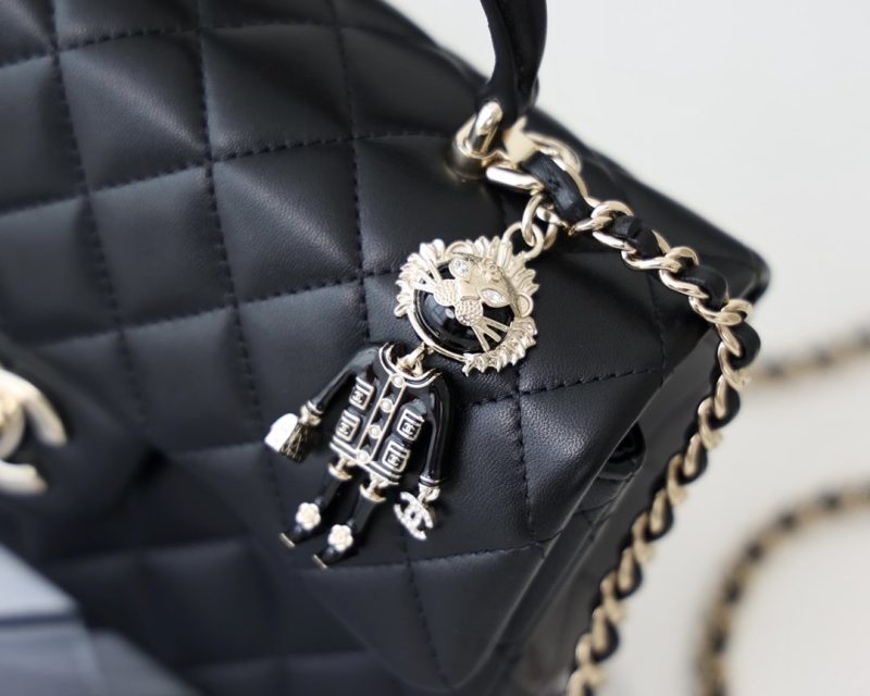 CHL Flap Bag Mini Doll Handle Bag 20cm Black - Image 5
