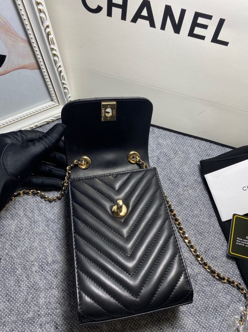 CHL Chevron Trendy CHL Phone Black Bag For Women 18cm/7in - Image 6