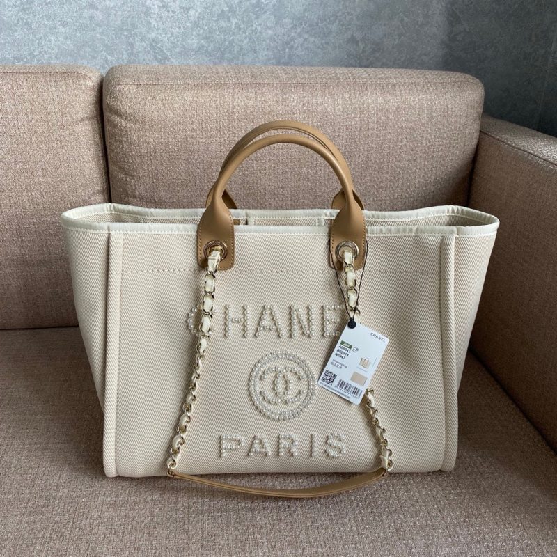 CHL Deauville Tote Tweed Bag Summer Collection White For Women 15.7in/40cm - Image 9