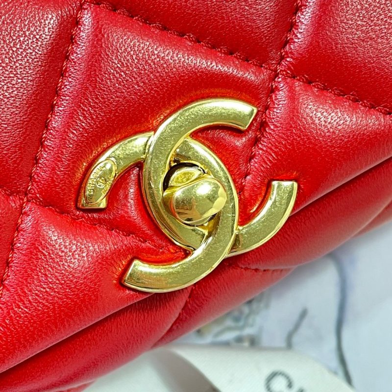 CHLLarge Flap Bag Gold Hardware Red For Women, Women’s Handbags, Shoulder Bags 9.1in/23cm AS3367 - Image 4