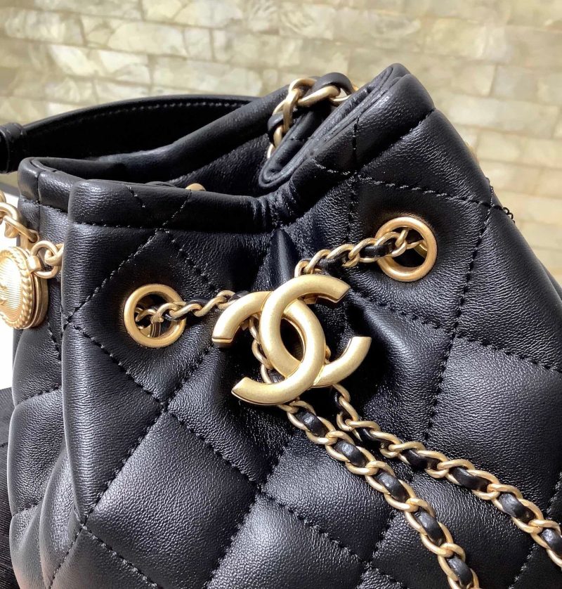 CHL Classic Bucket Bag Gold Toned Hardware Black For Women 7.8in/20cm - Image 7