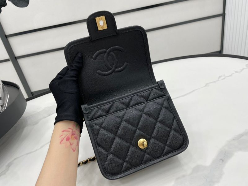 CHL 22K Flap Bag Black For Women, Women’s Bags 8.1in/20.5cm - Image 9