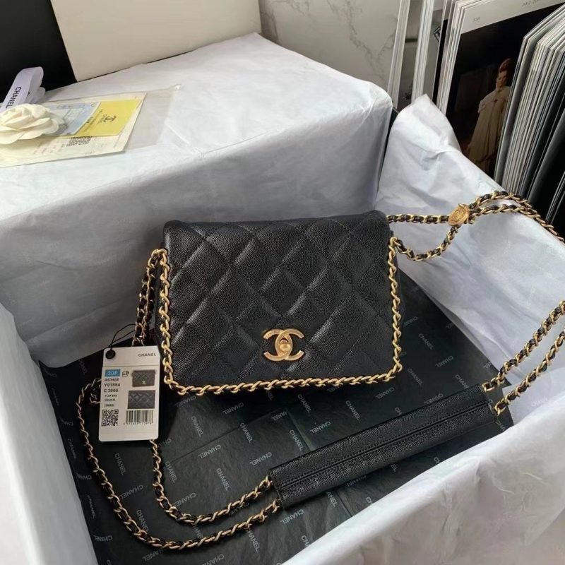 CHLFlapbag With Chain Black For Women, Women’s Bags 8.3in/21cm