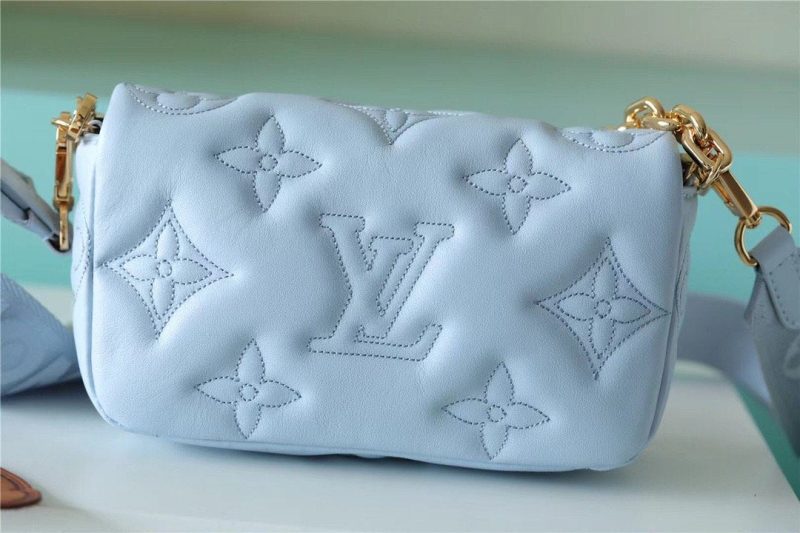 LV Wallet On Strap Bubblegram Monogram In Wallets and Small Leather Goods For Women Bleu Glacier Blue 7.9in/20cm LV M81399 - Image 4
