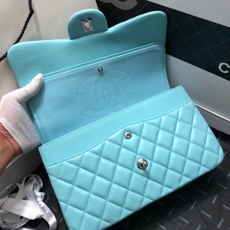 CHLLarge Classic Handbag Silver Hardware Blue For Women, Women’s Handbags, Shoulder Bags 11.8in/30cm - Image 7