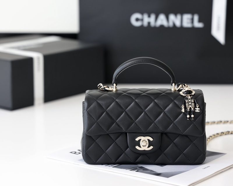 CHL Flap Bag Mini Doll Handle Bag 20cm Black - Image 8