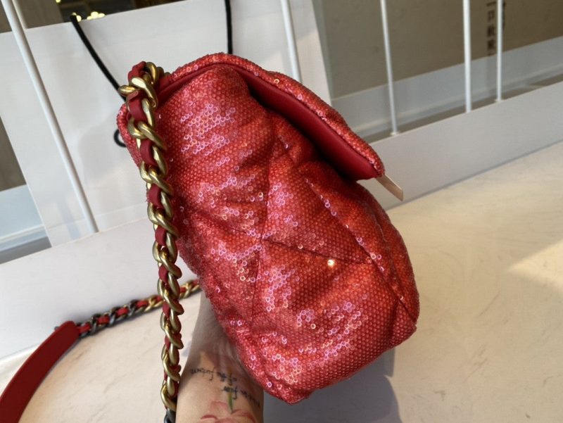 CHL 19 Flap Bag Gold Hardware Red For Women, Women’s Handbags, Shoulder Bags 10.2in/26cm AS1160 - Image 2