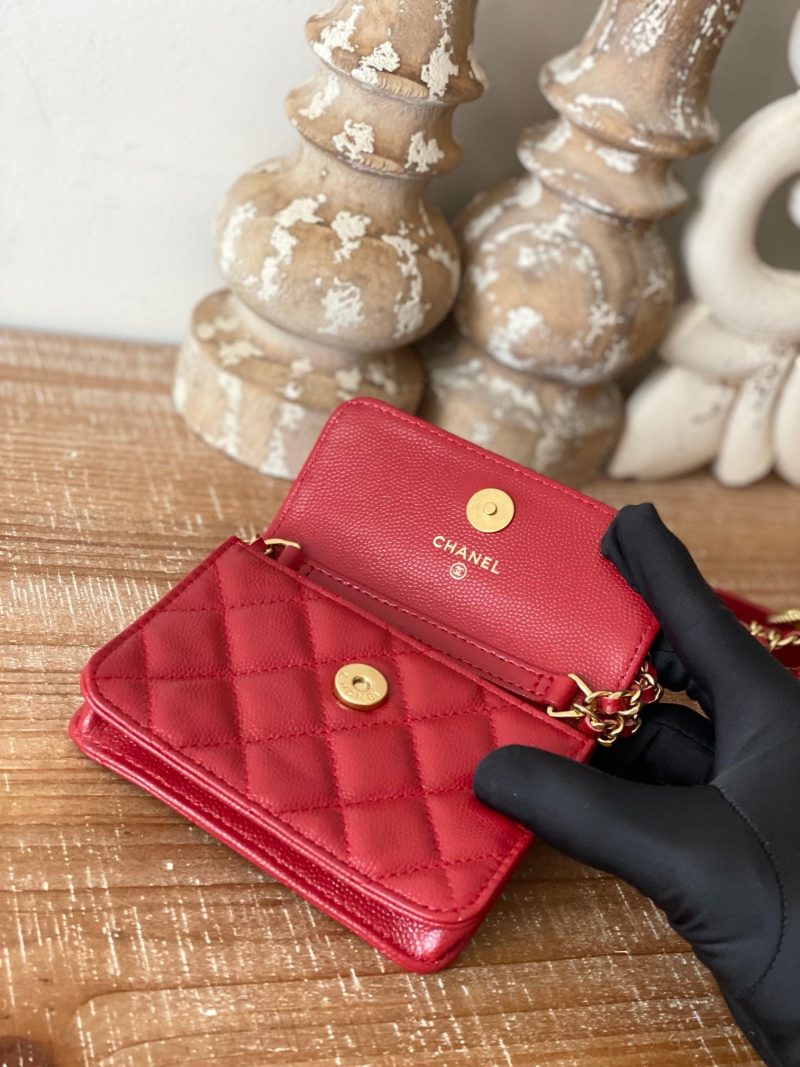 CHL Clutch With Chain Red For Women, Women’s Bags 4.8in/12.3cm - Image 4
