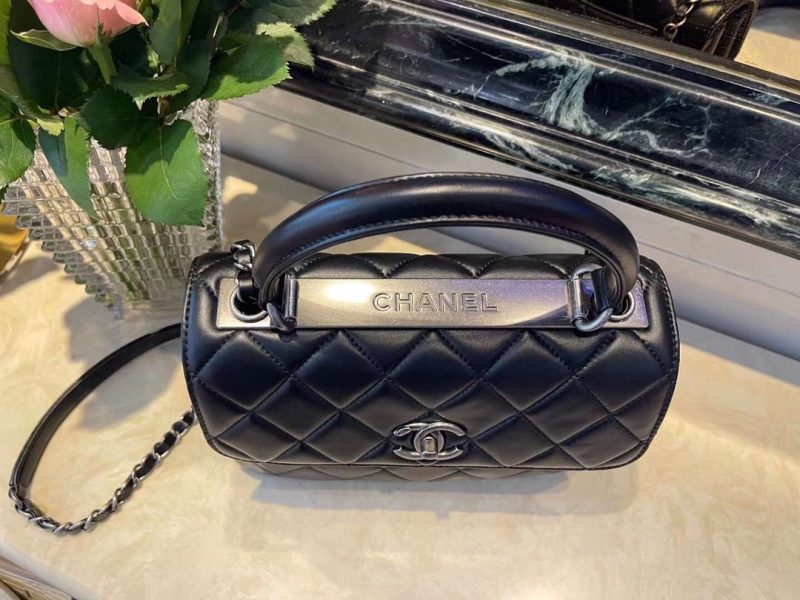 CHL Classic Flap Bag Medal Hardware Black For Women 9.8in/25cm - Image 8