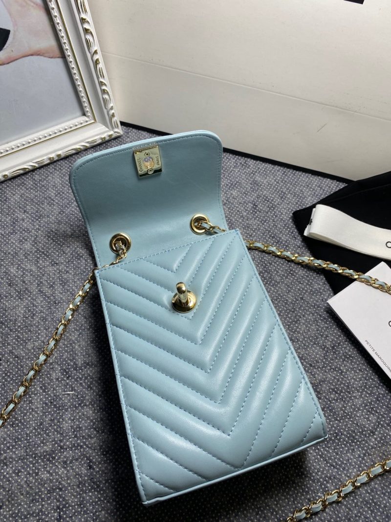 CHL Chevron Trendy CHL Phone Light Blue Bag For Women 18cm/7in - Image 9