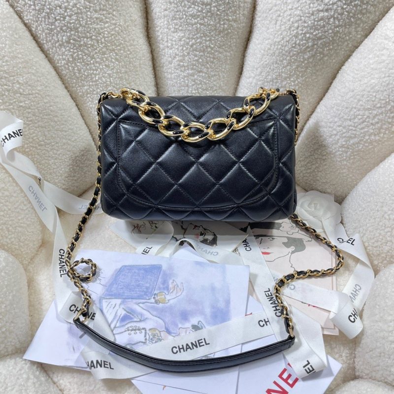 CHLLarge Flap Bag Gold Hardware Black For Women, Women’s Handbags, Shoulder Bags 9.1in/23cm AS3367 - Image 2