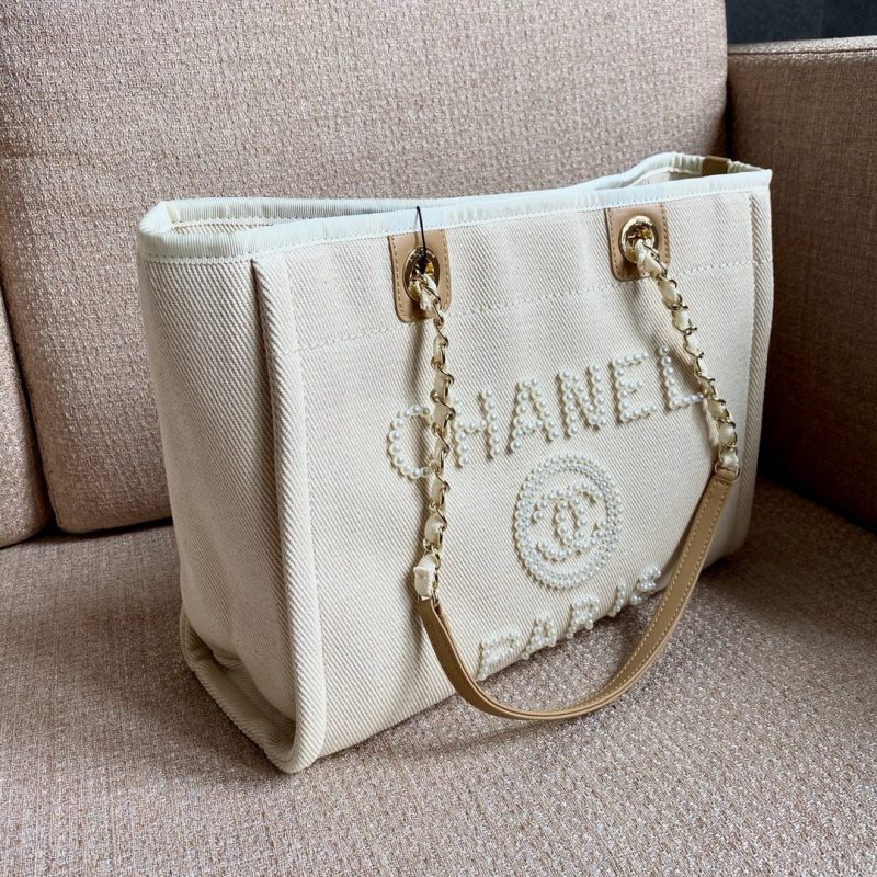 CHL Deauville Tote Tweed Bag Summer Collection White For Women 15.7in/40cm - Image 10