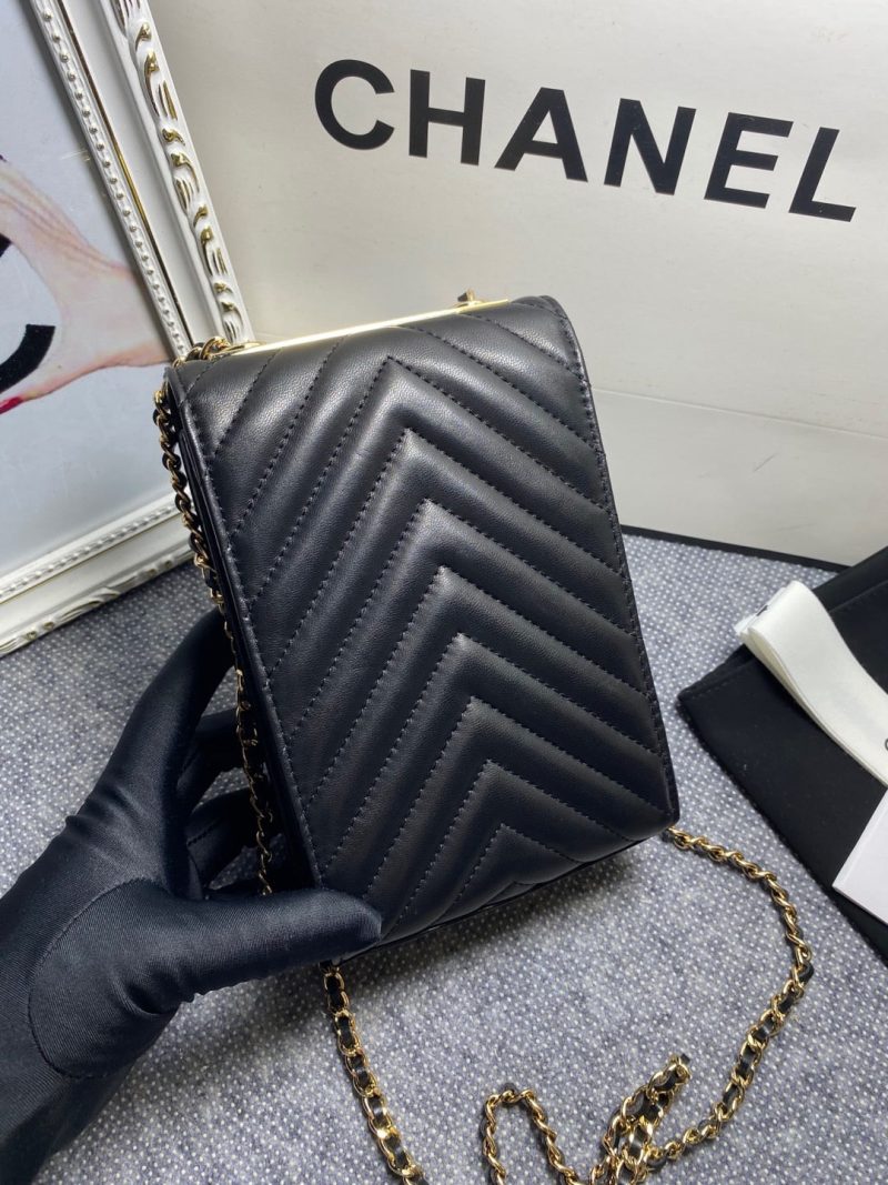 CHL Chevron Trendy CHL Phone Black Bag For Women 18cm/7in - Image 7