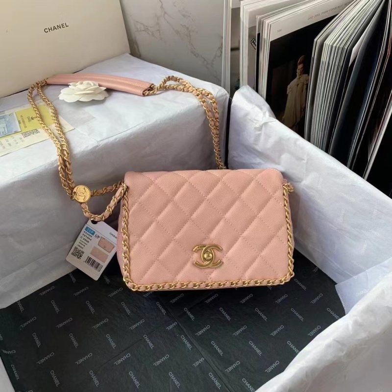 CHLFlapbag With Chain Light PiNike For Women, Women’s Bags 8.3in/21cm