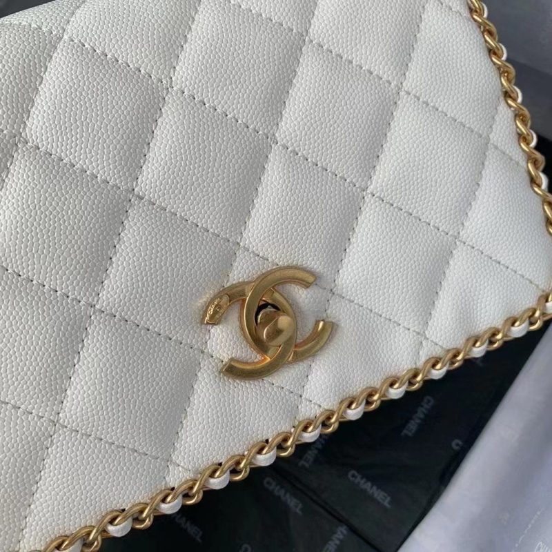 CHLFlapbag With Chain White For Women, Women’s Bags 8.3in/21cm - Image 6