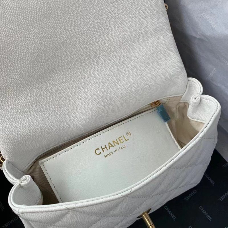 CHLFlapbag With Chain White For Women, Women’s Bags 8.3in/21cm - Image 3