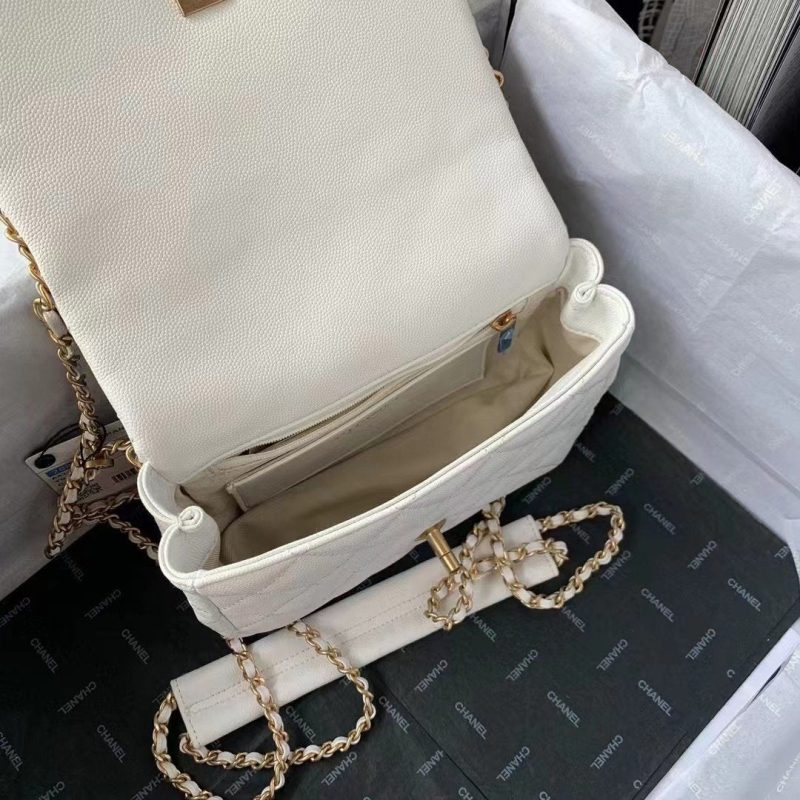 CHLFlapbag With Chain White For Women, Women’s Bags 8.3in/21cm - Image 2