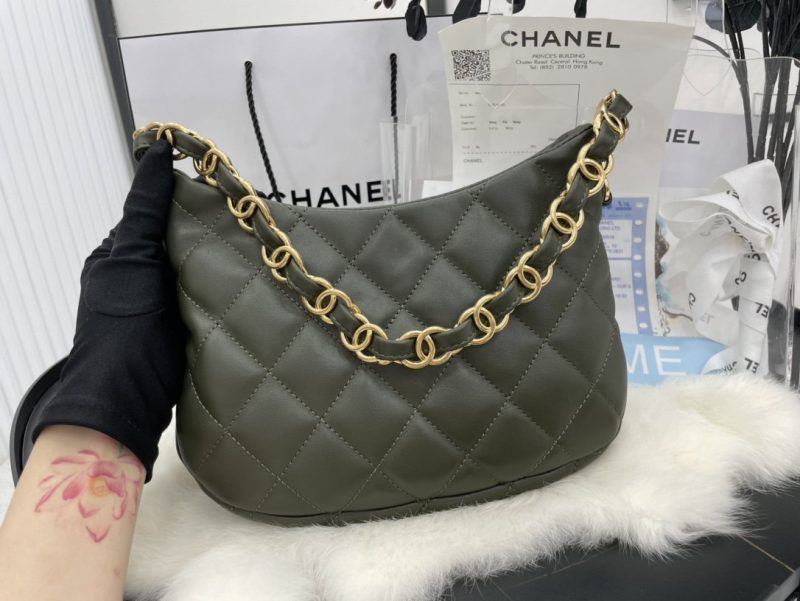 CHLHobo Handbag Emerald Green For Women, Women’s Bags 9.4in/24cm - Image 7