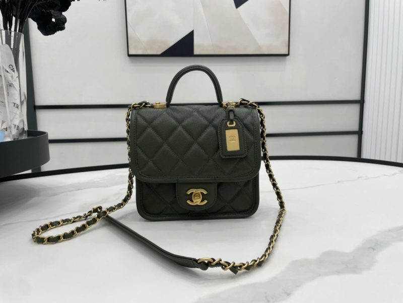 CHL 22K Flap Bag Dark Green For Women, Women’s Bags 8.1in/20.5cm