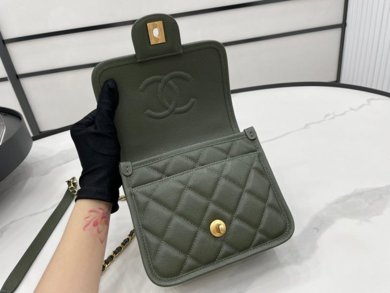 CHL 22K Flap Bag Dark Green For Women, Women’s Bags 8.1in/20.5cm - Image 5