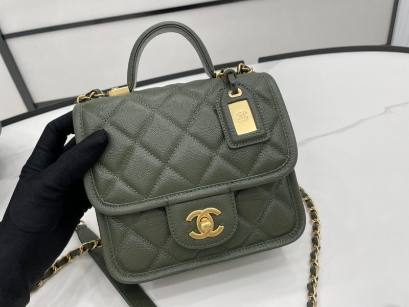 CHL 22K Flap Bag Dark Green For Women, Women’s Bags 8.1in/20.5cm - Image 4